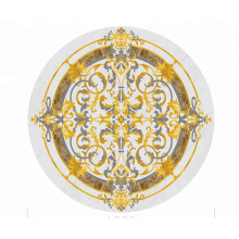 Carrara white and brass water jet floor tile pattern design